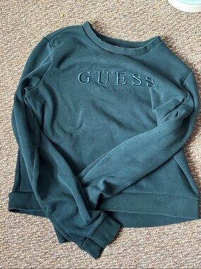 GUESS Embroidered Crewneck Sweatshirt — Teal Green